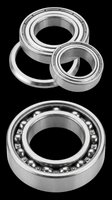Metallic ball bearings and roller bearings isolated on transparent background, ready for industrial design, technical illustrations, mechanical clipart, print-on-demand products, and engineering graphics.