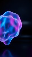 Abstract neon liquid form with glowing blue and magenta gradients flowing against dark background. Suitable for tech, innovation, and modern design projects.