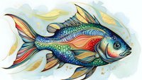 Colorful tropical fish with vibrant scales and flowing fins on watercolor background. Marine life artwork for aquatic themed designs and decorations.