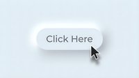 Minimalist neumorphic click here button with cursor arrow on light background, soft shadow UI element for web design.