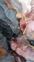 Luxurious abstract marble texture with gold veins, navy blue and dusty pink watercolor effect for elegant interior design backgrounds.
