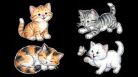 Cute kittens collection isolated on transparent background, ready for t-shirt design, clipart, stickers, sublimation and print-on-demand projects.