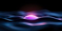 Futuristic digital wave landscape with glowing pink light emerging from dark blue flowing terrain, creating dynamic abstract technology visualization.