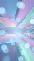 Abstract holographic gradient background with radial light rays and bokeh effects in pastel rainbow colors for modern digital design and futuristic presentations.