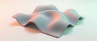 Smooth wavy abstract form with soft gradient lighting transitioning from warm peachy tones to cool mint green, creating modern minimalist aesthetic for contemporary design projects.