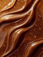 Swirling chocolate waves with air bubbles creating dynamic texture and movement, rich brown tones and glossy surface for food and confectionery designs.