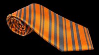 Orange and gray striped necktie isolated on transparent background, ready for design use in t-shirt graphics, clipart, stickers, print-on-demand products, and sublimation projects.