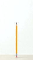 Single yellow pencil with sharpened graphite tip and pink eraser, isolated on white background. Ready for design use, education, writing, and creativity concepts.