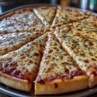 Freshly baked cheese pizza slices with melted mozzarella, tomato sauce and Italian herbs on dark plate, close up view showing crispy golden crust and bubbly cheese.