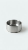 Empty stainless steel pet food bowl isolated on white background for dog cat feeding water dish kitchen utensil product photography commercial use.