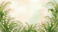 Watercolor lily of the valley floral frame with soft pastel background, perfect for spring greeting cards, wedding invitations, and nature designs.
