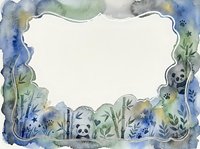 Watercolor frame with pandas and bamboo plants in blue and green tones, blank space for text or design elements, nature border for invitations and cards.