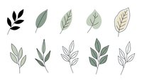 Minimalist botanical leaf collection with organic shapes in earth tones for natural design projects and eco-friendly branding materials.