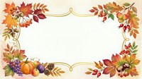 Autumn harvest frame with fall foliage, pumpkins, grapes, and berries on cream background. Isolated design element for seasonal invitations, cards, and decorative projects.