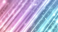 Diagonal light streaks in pink, purple and blue gradient with glowing particles and lens flares create dynamic abstract background for modern designs.