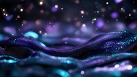 Abstract digital wave with glowing particles and bokeh lights in purple and blue colors for modern technology backgrounds and futuristic designs.