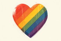 Rainbow colored heart shape with distressed texture effect on light background, symbolizing love, pride, unity and diversity. Artistic grunge style design element.