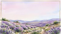 Lavender field landscape with rolling hills and mountains in soft pastel tones, ideal for travel, wellness, and nature-themed designs.