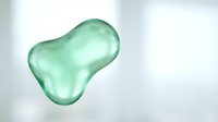 Translucent green organic blob shape isolated on white background, suitable for graphic design, web elements, and digital art projects.