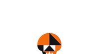 Geometric orange and black abstract head silhouette composed of triangular shapes, isolated on white background, suitable for corporate branding and design projects.
