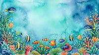 Underwater coral reef scene with tropical fish, marine plants and sea life creating colorful aquatic ecosystem frame with copy space for ocean themed designs.