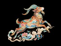 Ornamental goat with decorative patterns and flowing flourishes, isolated on transparent background. Ready for t-shirt design, clipart, stickers, sublimation, and print-on-demand projects.
