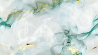 Abstract luxury background with flowing emerald green and gold ink swirls on white marble texture, perfect for modern interior design, wedding invitations, and premium packaging design.