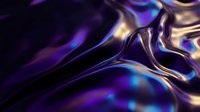 Abstract liquid metal surface with flowing purple, blue and gold reflections creating smooth waves and ripples for modern digital art and luxury design projects.