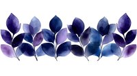 Watercolor blue and purple leaves border isolated on white background, perfect for cards, invitations, and nature-themed design projects.