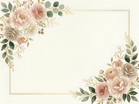 Vintage floral frame with roses, peonies, and eucalyptus leaves on cream background. Isolated design element suitable for wedding invitations, greeting cards, and stationery projects.
