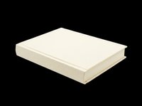 Cream hardcover book with blank cover isolated on transparent background, ready for t-shirt design, stickers, clipart, print on demand, and sublimation projects.