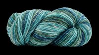 Skein of variegated yarn in shades of teal, blue, and green, isolated on transparent background. Ready for crafting, knitting tutorials, DIY projects, product mockups, and design use.