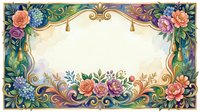 Ornate floral frame with roses, hydrangeas, and botanical elements on cream background, featuring decorative gold scrollwork and tassels. Isolated design ready for invitations, certificates, and decorative projects.