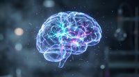 Digital brain with glowing neural networks and electric connections on dark background for artificial intelligence and neuroscience concepts.