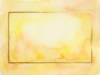 Watercolor background with soft yellow and cream tones, featuring a gold rectangular frame border on aged paper texture. Suitable for invitations, certificates, and design projects.