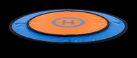 Trampoline with blue and orange design, isolated on transparent background. Ready for clipart, print-on-demand products, t-shirt designs, stickers, and sublimation projects.