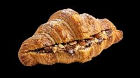 Chocolate-filled croissant isolated on transparent background, ready for bakery designs, food packaging, menus, and print-on-demand products.