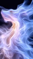 Ethereal swirling smoke pattern in soft blue and pink hues against black background creates mystical atmospheric effect for abstract design projects.