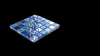 Blue glass mosaic tile panel isolated on transparent background, ready for T-shirt design, stickers, clipart, print on demand, and sublimation projects.