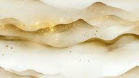 Abstract golden waves with sparkling particles flow across cream background creating luxurious fluid art pattern for elegant design projects.
