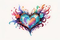 Vibrant artistic heart illustration with colorful swirls and abstract floral elements perfect for Valentine's cards, romantic designs, and creative love-themed projects on white background.