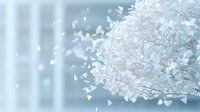 Ethereal white paper butterflies swarm creating delicate cloud formation against soft blue background, artistic installation symbolizing freedom and transformation.