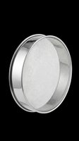 Round stainless steel mesh strainer with fine screen, isolated on transparent background. Ready for kitchen design, clipart, print-on-demand products, sublimation, and t-shirt graphics.