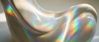Holographic iridescent liquid metal wave with rainbow reflections flowing in smooth curves against neutral background for modern design projects.