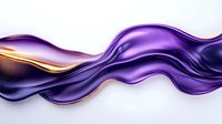 Flowing purple and gold liquid waves create dynamic abstract pattern on white background, modern design element for luxury branding and creative projects.