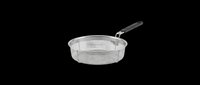 Stainless steel mesh frying basket with black handle, isolated on transparent background, ready for kitchen, cookware, restaurant, print on demand, and T-shirt design use.