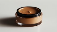 Luxurious cosmetic cream jar with beige foundation or concealer makeup product on neutral background, professional beauty and skincare photography.