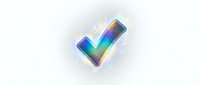 Holographic checkmark symbol with iridescent rainbow gradient on isolated white background, suitable for web design and digital graphics.