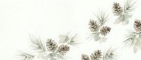Watercolor pine branches with cones in soft neutral tones creating elegant botanical pattern for seasonal designs and natural decor projects.