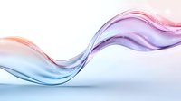 Flowing abstract wave in pink, purple and blue gradient colors on white background creates elegant motion effect for modern design projects.
